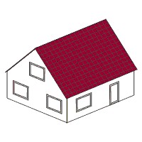Gestalte ein Modellhaus mit rechteckigem Grundriss und Satteldach<br />oder einzelne Wände